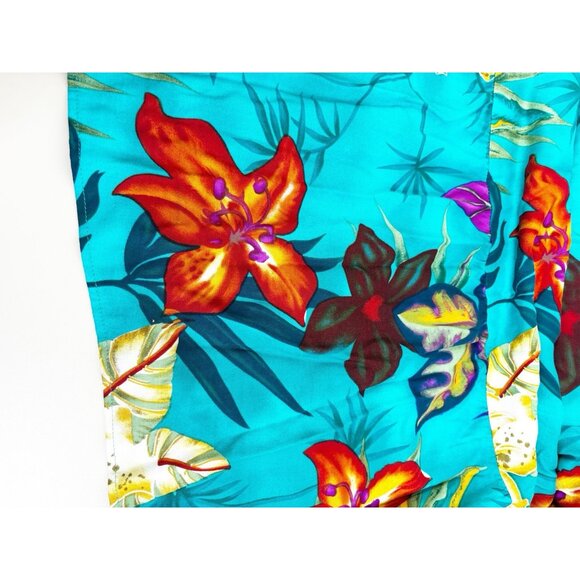 VTG Colors 1X Bold Hawaiiian Dress Large Print Floral 100% Rayon Mumu 44"L NWT - Picture 11 of 12